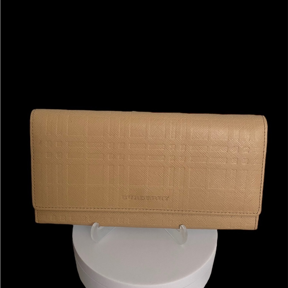 Burberry Tan Calf Leather Long Wallet includes Certificate of Authenticity